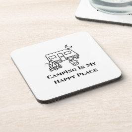 Dessous-de-verre Camping est mon endroit heureux sur un