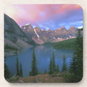 Dessous-de-verre Canada, Alberta, lac Moraine à l'aube, Banff