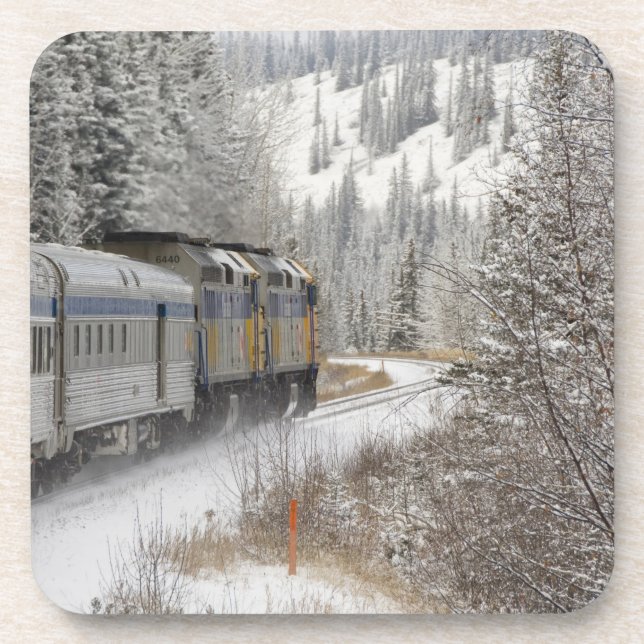 Dessous-de-verre Canada, Alberta. Train de neige VIA Rail entre (Devant)