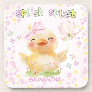 Dessous-de-verre Canard en caoutchouc rose personnalisé
