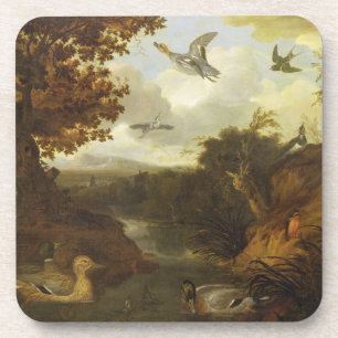 Dessous-de-verre Canards et d'autres oiseaux au sujet d'un courant