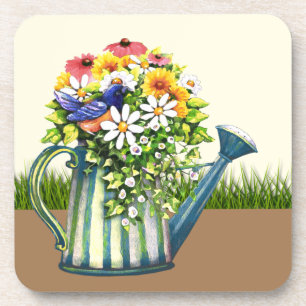Dessous-de-verre Canette d'eau avec Fleurs sauvages