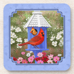 Dessous-de-verre Cardinaux et Rond Birdhouse Blue