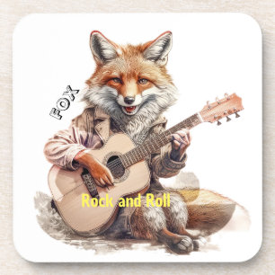 Dessous-de-verre Caricature Caricature Animal Fox A musical Boisson