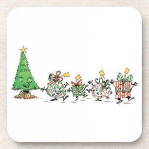 Dessous-de-verre Caricature mignonne Danser Présentations de Noël e