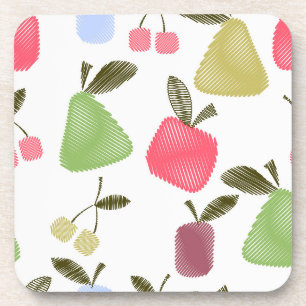 Dessous-de-verre Caricature sans joint rayé fruits pomme poires che