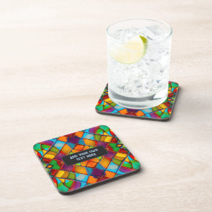 Dessous-de-verre Carnaval coloré de verre avec votre texte vibrant