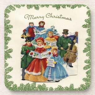 Dessous-de-verre Caroleurs de Noël Vintage Ensemble de Dessous de v