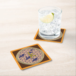 DESSOUS DE VERRE CARRÉ 和柄イニシャル [K]　組亀甲と雁金