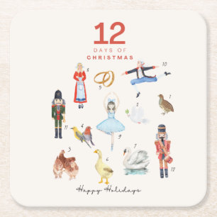 DESSOUS DE VERRE CARRÉ 12 JOURS DE NOËL
