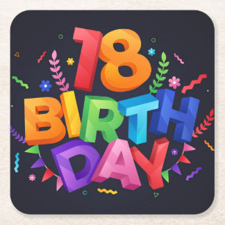 Dessous De Verre Carré 18e anniversaire