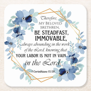 Dessous De Verre Carré 1 Corinthiens 15:58 Inspirational Verse Floral