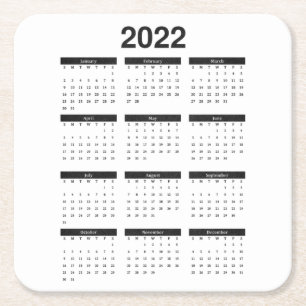 Dessous De Verre Carré 2022 Année Calendrier mensuel Carré Dessous de v