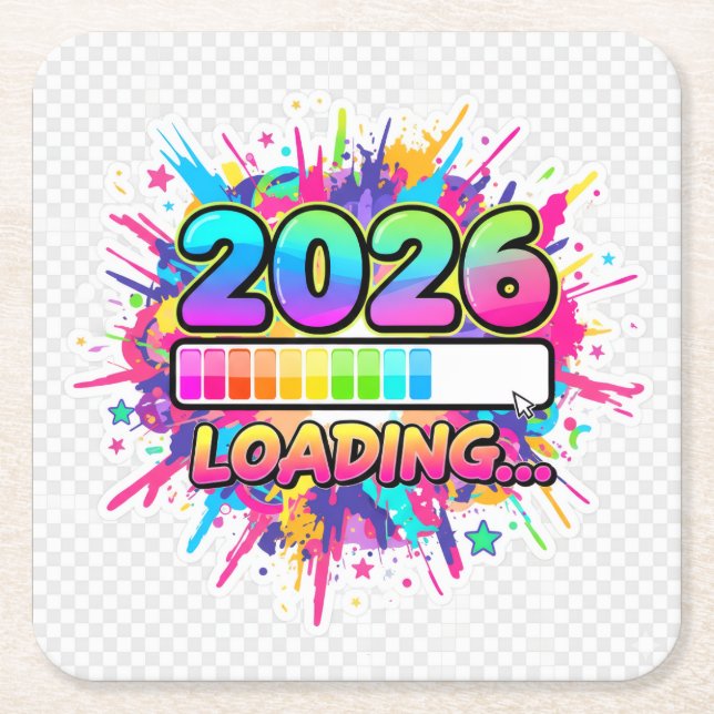 Dessous De Verre Carré 2026 Loading... Progress Bar Sticker (Devant)