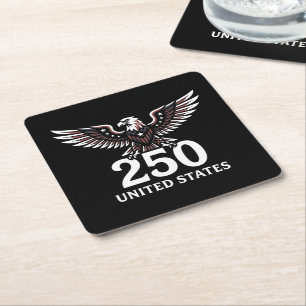 Dessous De Verre Carré 250e anniversaire aigle USA patriotique américain