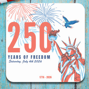 Dessous De Verre Carré 250e anniversaire des États-Unis 1776 à 2026 Patri