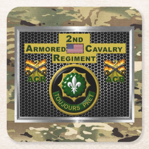 Dessous De Verre Carré 2e Régiment de cavalerie blindée "toujours prêt"