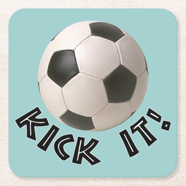 Dessous De Verre Carré 3D Soccerball Sport Kick It (Devant)