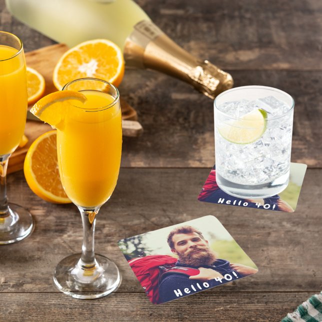 Dessous De Verre Carré 40e anniversaire photo hommes hommes (Créateur téléchargé)