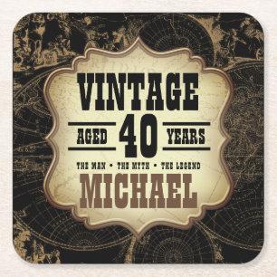 Dessous De Verre Carré 40e anniversaire Thème Vintage Black Party