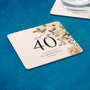 Dessous De Verre Carré 40e anniversaire Vintage Floral