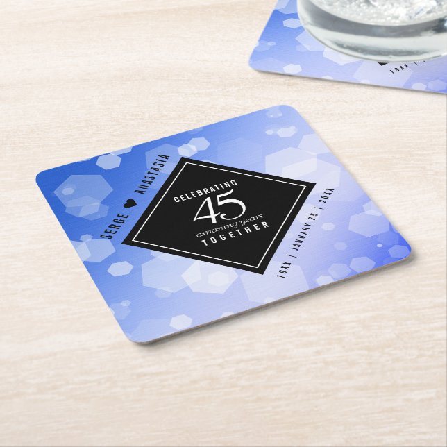 Dessous De Verre Carré 45e anniversaire de l'Mariage de Sapphire (Incliné)