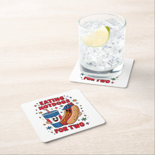 Dessous De Verre Carré 4 juillet Mignons Hotdogs