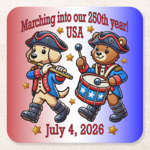 Dessous De Verre Carré 4 juillet USA 250e anniversaire Semiquincentenaire