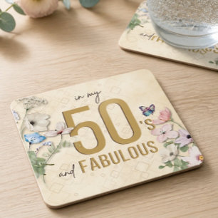 Dessous De Verre Carré 50 ans et Merveilleuse Fleur Sauvage