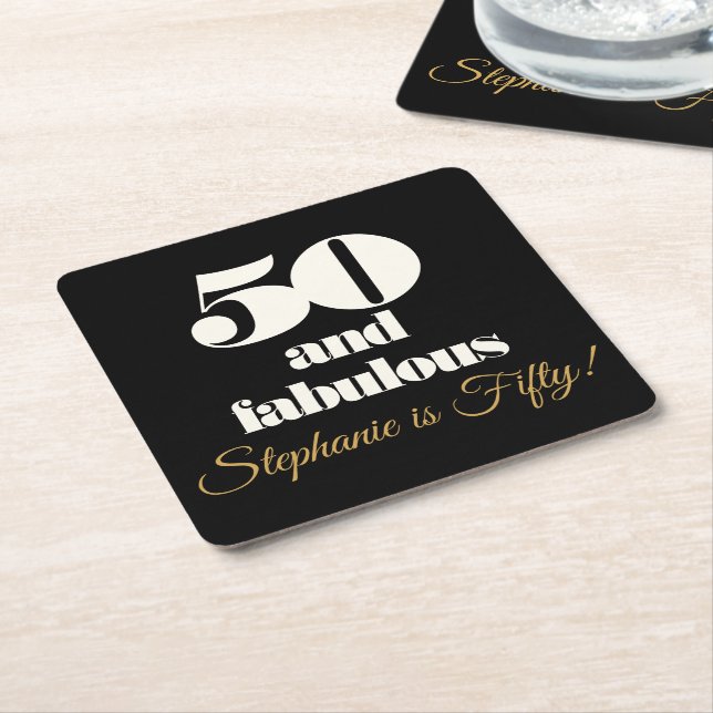Dessous De Verre Carré 50 et fabuleux 50 ans (Incliné)