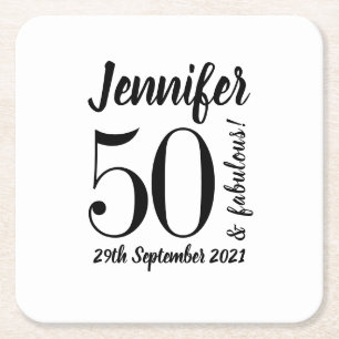 Dessous De Verre Carré 50 et fabuleux Anniversaire Typographie de script 