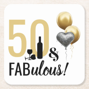 Dessous De Verre Carré 50 & Fabuleux Gold & Black Modern Anniversaire