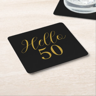 Dessous De Verre Carré 50e Anniversaire Anniversaire Noir Or