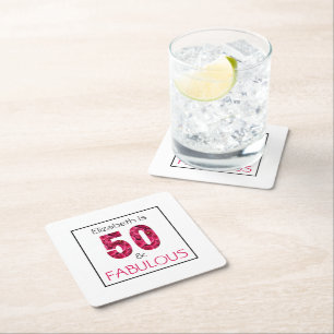 Dessous De Verre Carré 50e anniversaire Cinquante et fabuleux rose floral