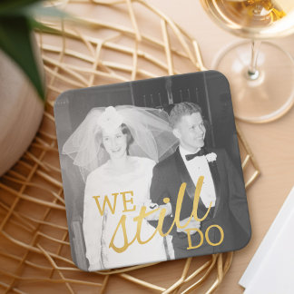 Dessous De Verre Carré 50e anniversaire du Mariage Photo personnalisée Go