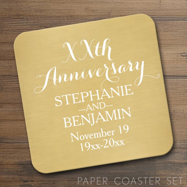 Dessous De Verre Carré 50e ou autre anniversaire de Mariage Personnalisé (Custom Coaster Set)