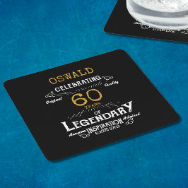 Dessous De Verre Carré 60e anniversaire Black Gold Legendary Retro