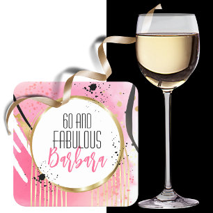 Dessous De Verre Carré 60e anniversaire Fabulous Rose Parties scintillant