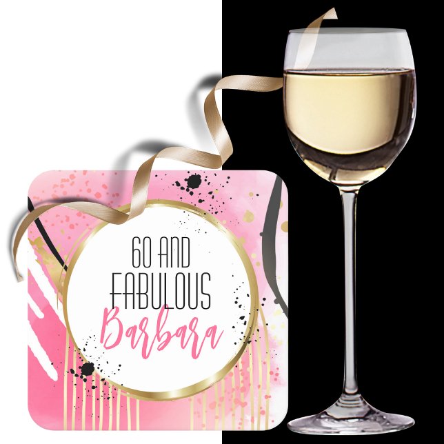 Dessous De Verre Carré 60e anniversaire Fabulous Rose Parties scintillant (Créateur téléchargé)
