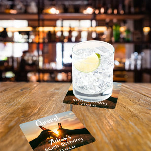 Dessous De Verre Carré 60e anniversaire pour les gars encourage la bière
