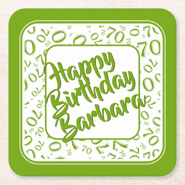 Dessous De Verre Carré 70e anniversaire Random Number Motif Vert/Blanc (Devant)