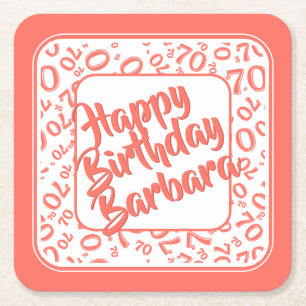 Dessous De Verre Carré 70e anniversaire Random Numéro Motif Coral/Blanc