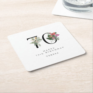 Dessous De Verre Carré 70e anniversaire Simple élégante Invitation tropic