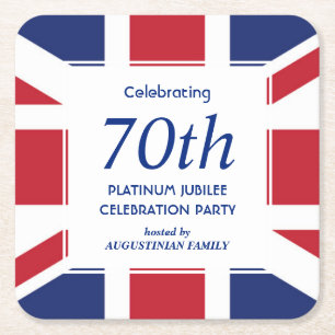 Dessous De Verre Carré 70e Jubilé de Platine UNION JACK