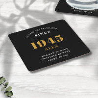 80e anniversaire Nom 1945 Black Gold Elegant Chic