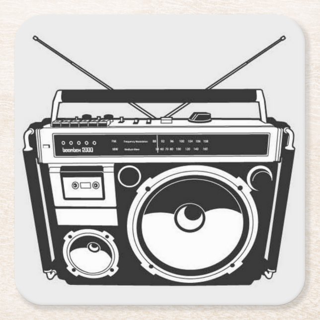 Dessous De Verre Carré 80s Boombox (Devant)