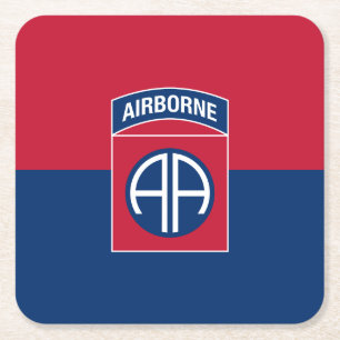 Dessous De Verre Carré 82e division aérienne Flag Military Vétéran