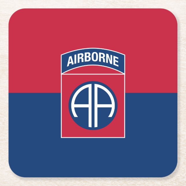 Dessous De Verre Carré 82e division aérienne Flag Military Vétéran (Devant)