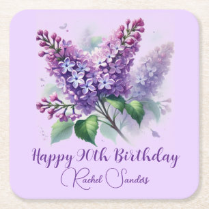 Dessous De Verre Carré 90e anniversaire Purple Lilac Fleurs Printemps