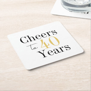 Dessous De Verre Carré À 40 ans, fête Minimal Black Gold